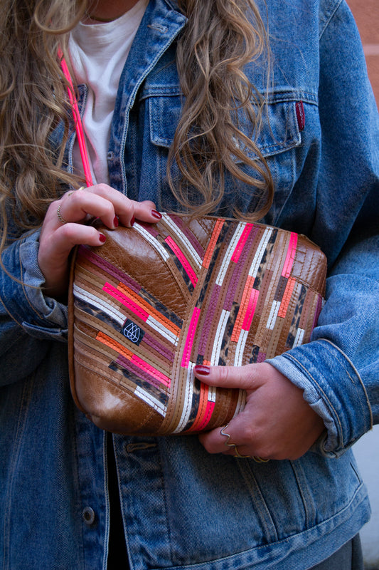 Festivaltasche Crazy Stripes / White Orange Pink / Large
