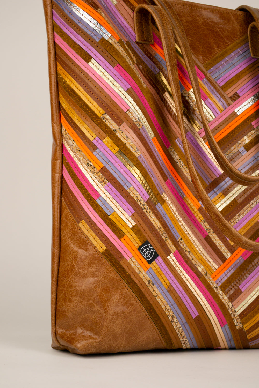 Cabas Ananas Crazy Stripes Cognac