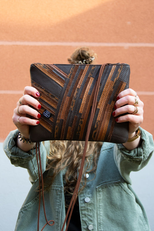 Festivaltasche Crazy Stripes / Dark Brown Leo / Medium