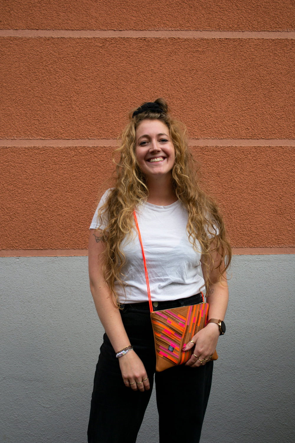 Festivaltasche Crazy Stripes / Orange Pink / Medium