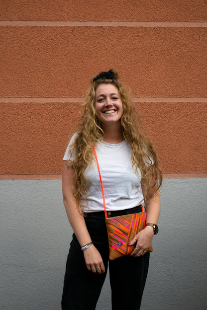 Festivaltasche Crazy Stripes / Orange Pink / Medium