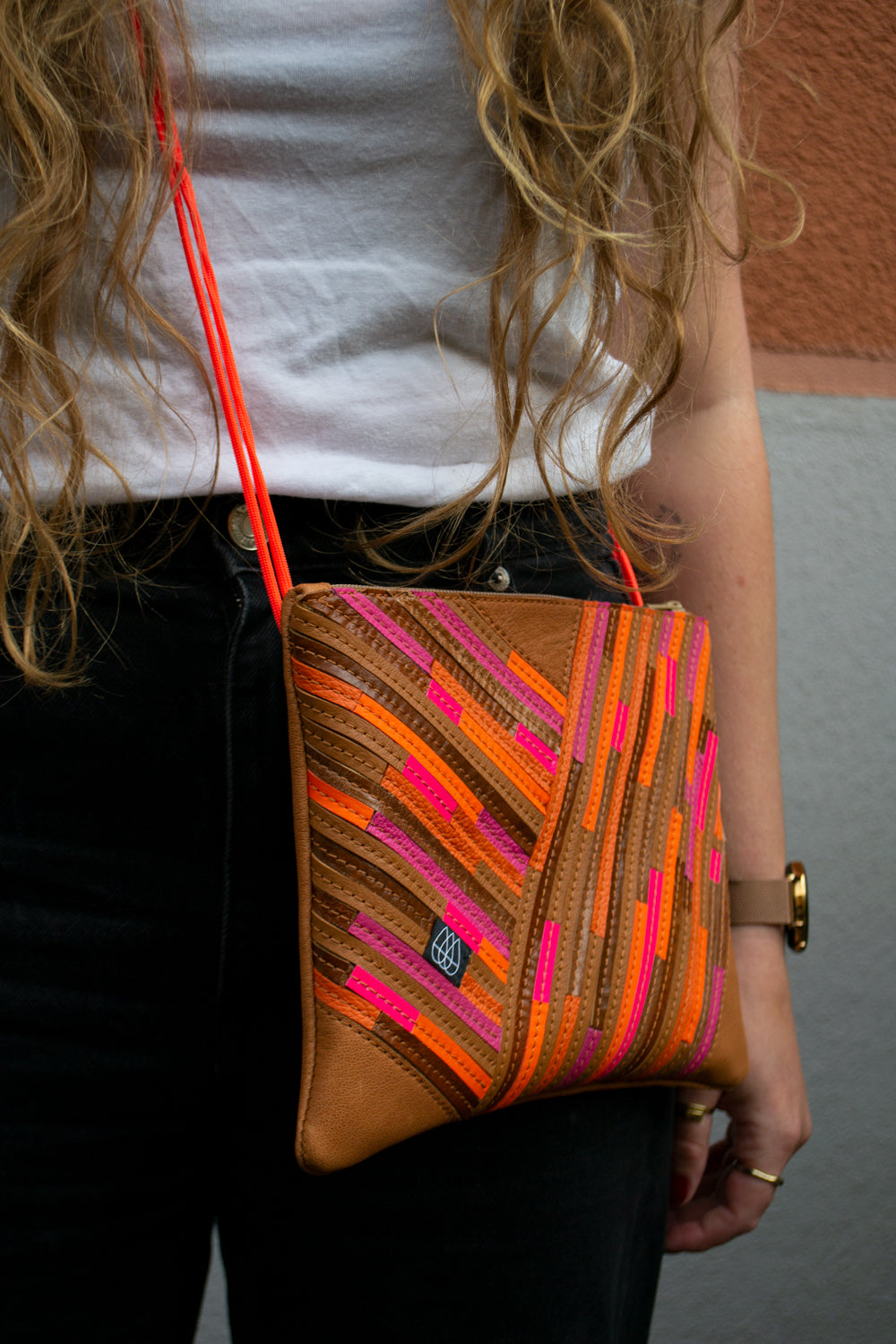 Festivaltasche Crazy Stripes / Orange Pink / Medium