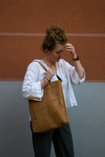 Cabas Ananas Fibre Cognac