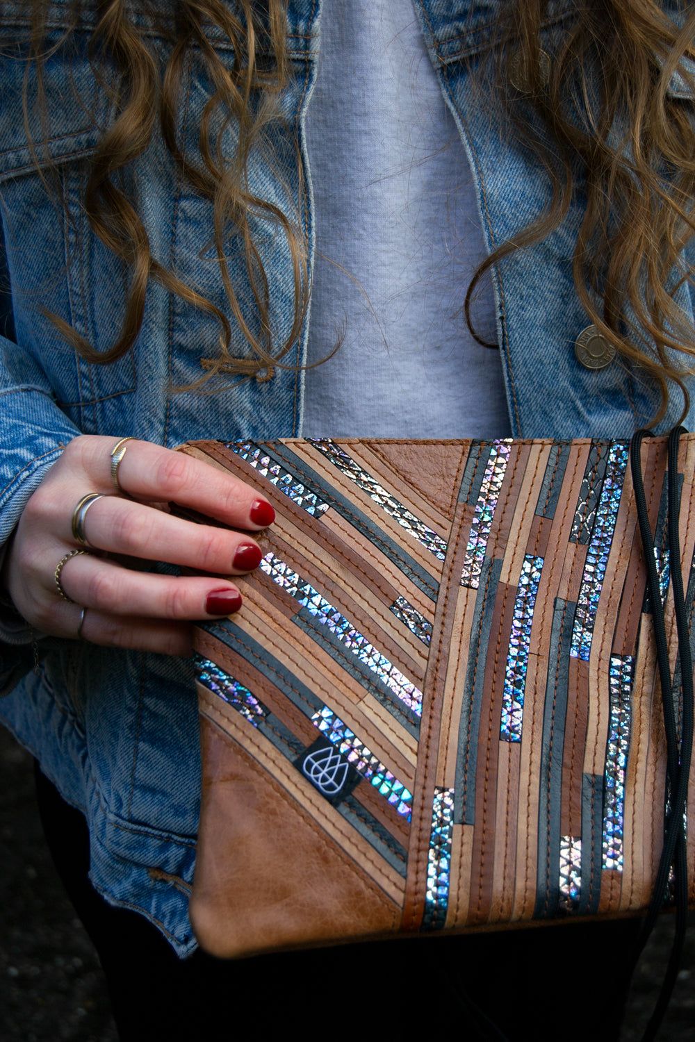 Festivaltasche Crazy Stripes / Brown Metallic / Medium