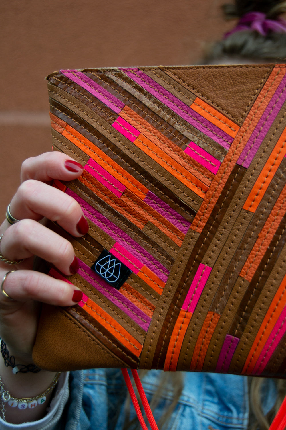 Festivaltasche Crazy Stripes / Orange Pink / Medium
