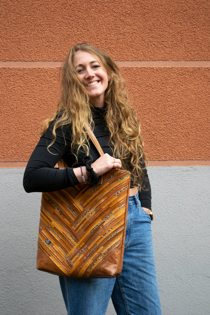 Cabas Ananas Crazy Stripes Cognac