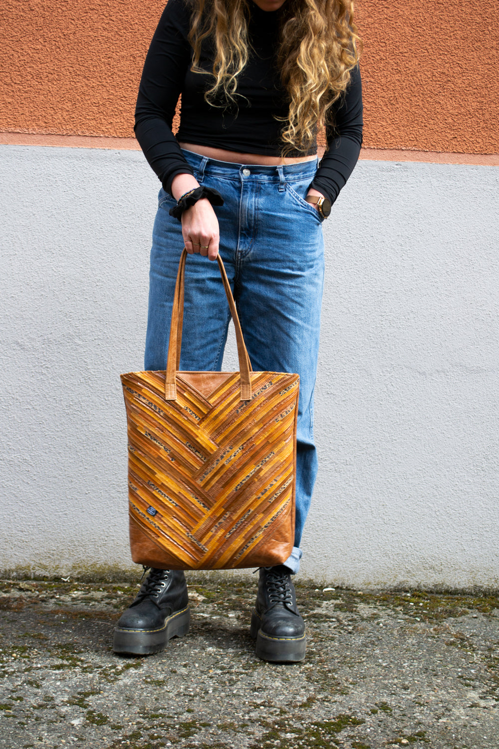 Cabas Ananas Crazy Stripes Cognac