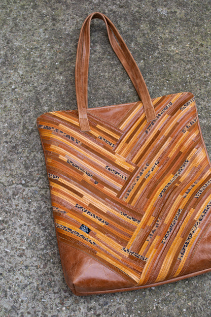 Cabas Ananas Crazy Stripes Cognac